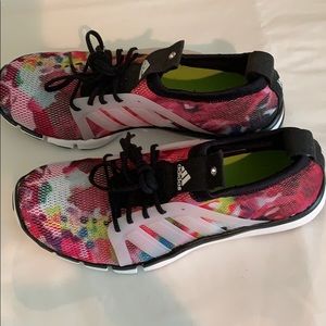Adidas running shoes, floral